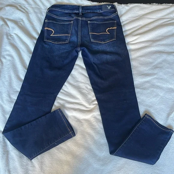American Eagle Size 6 Mid Rise Skinny Super Stretch Dark Denim Jeans - Picture 3 of 6